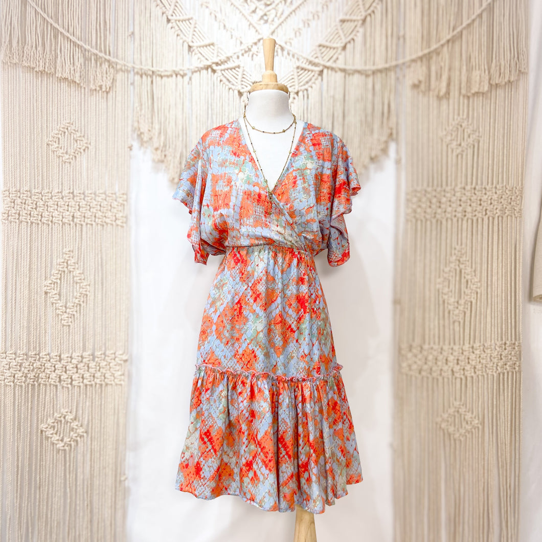 Vestido Midi Print Salmon, M-L