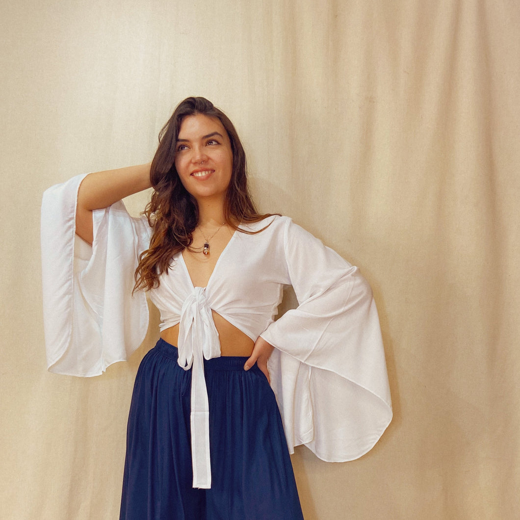 Top Kimono Rayón Blanco