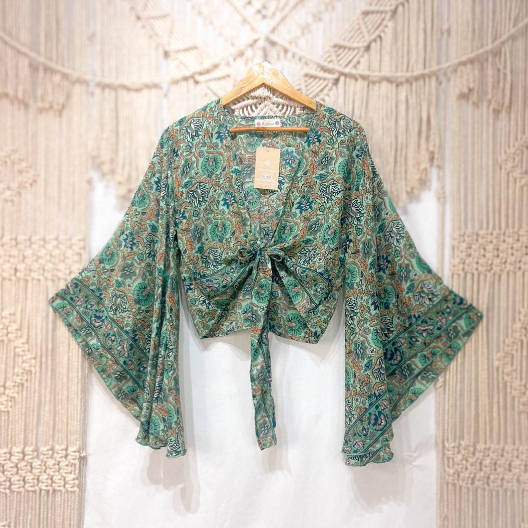 Top Kimono Verde Flor (estándar)