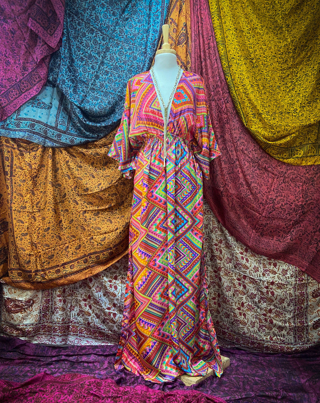 Vestido Anís Geométrico (S-M)