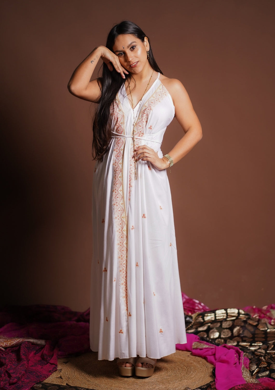 Vestido Amatista Bordado Blanco