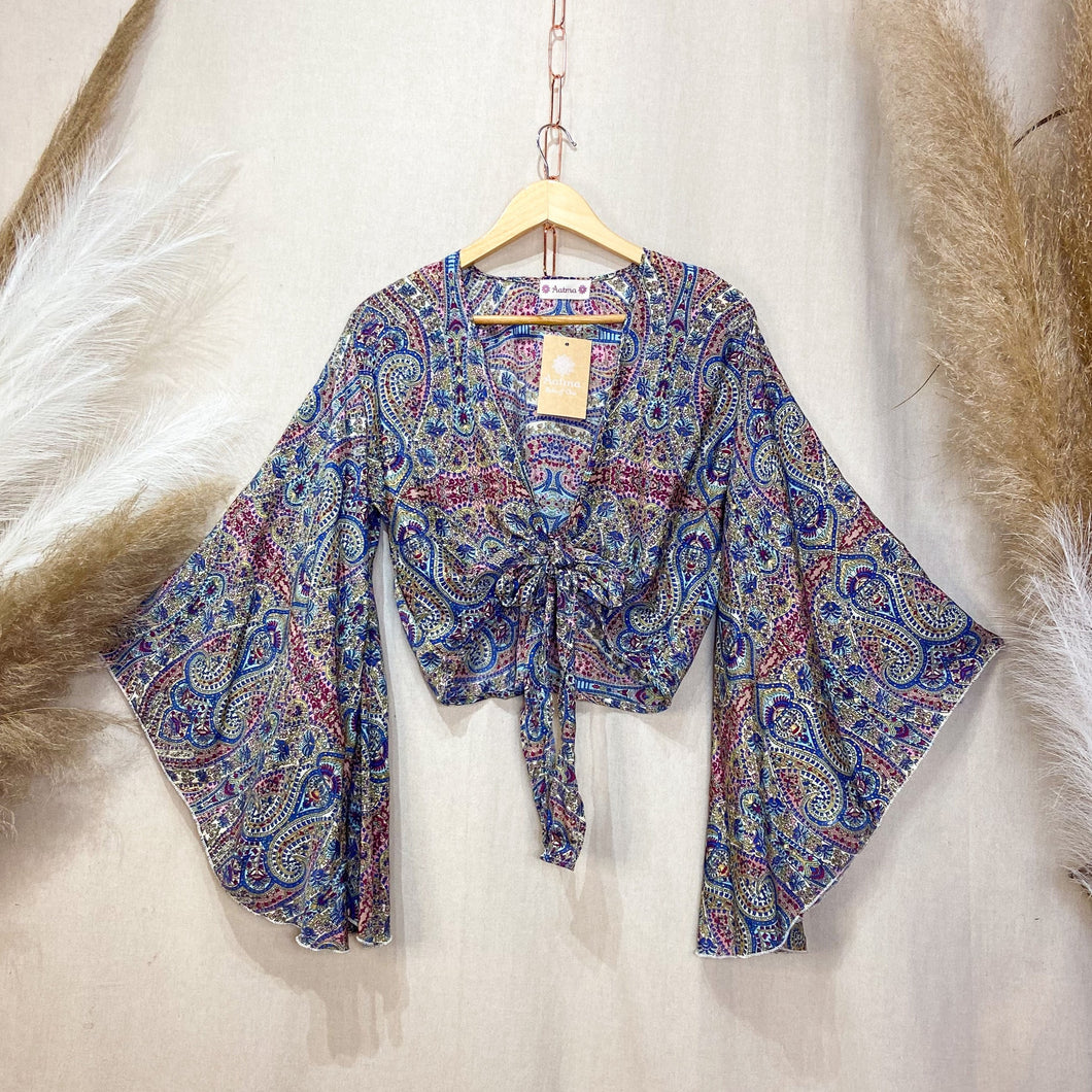 Top Kimono Azul Etnico