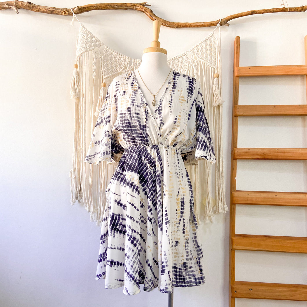 Vestido Alba Blue & Gold Print, S-M