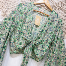 Cargar imagen en el visor de la galería, Top Kimono Verde Mosaico (estándar)
