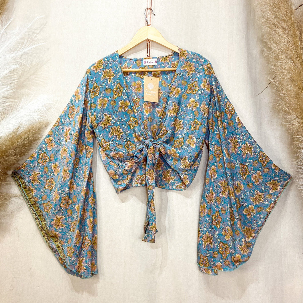 Top Kimono Flor Mostaza