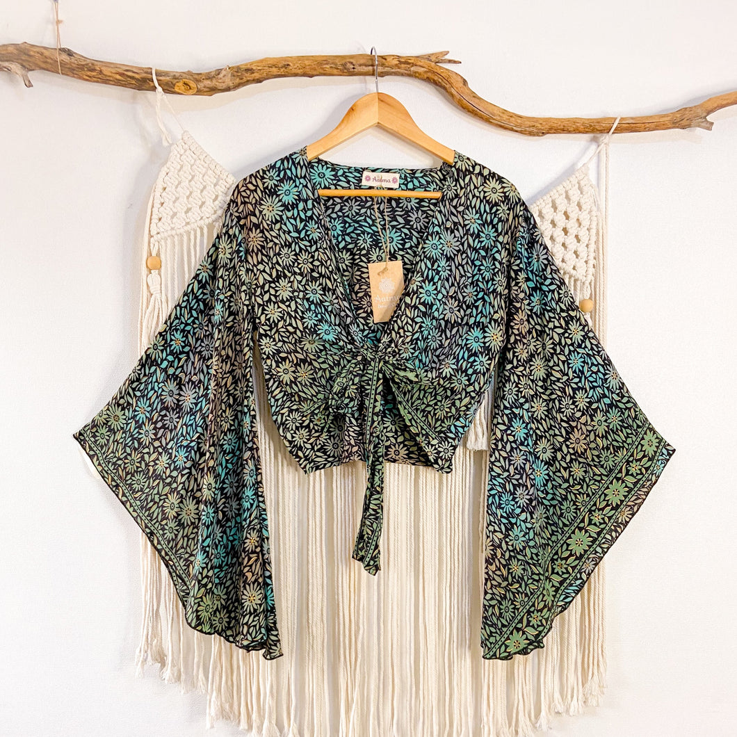 Top Kimono Black Flower (estándar)