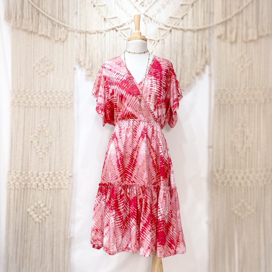 Vestido Midi Rosa Print, M-L