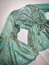 Cargar imagen en el visor de la galería, Blusa Gitana Turquesa (S-M)
