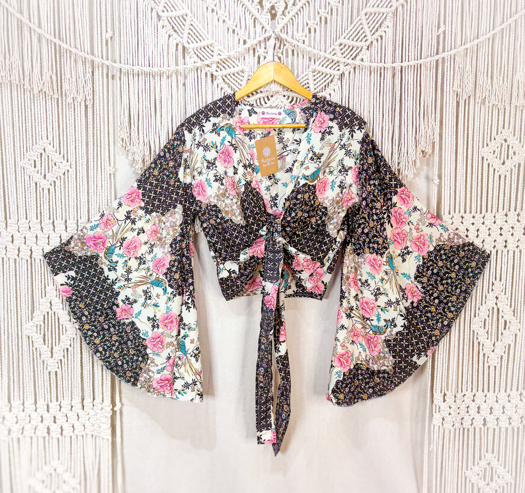 Top Kimono Black Roses (estándar)