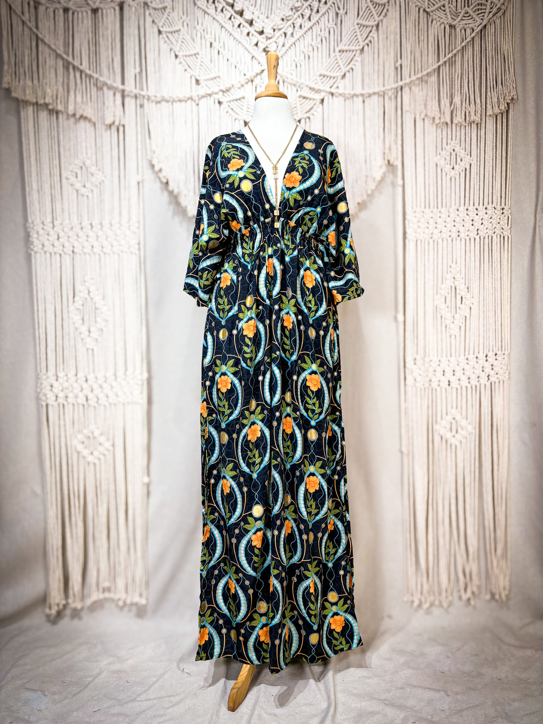 Vestido Anís Negro Flor (estándar)