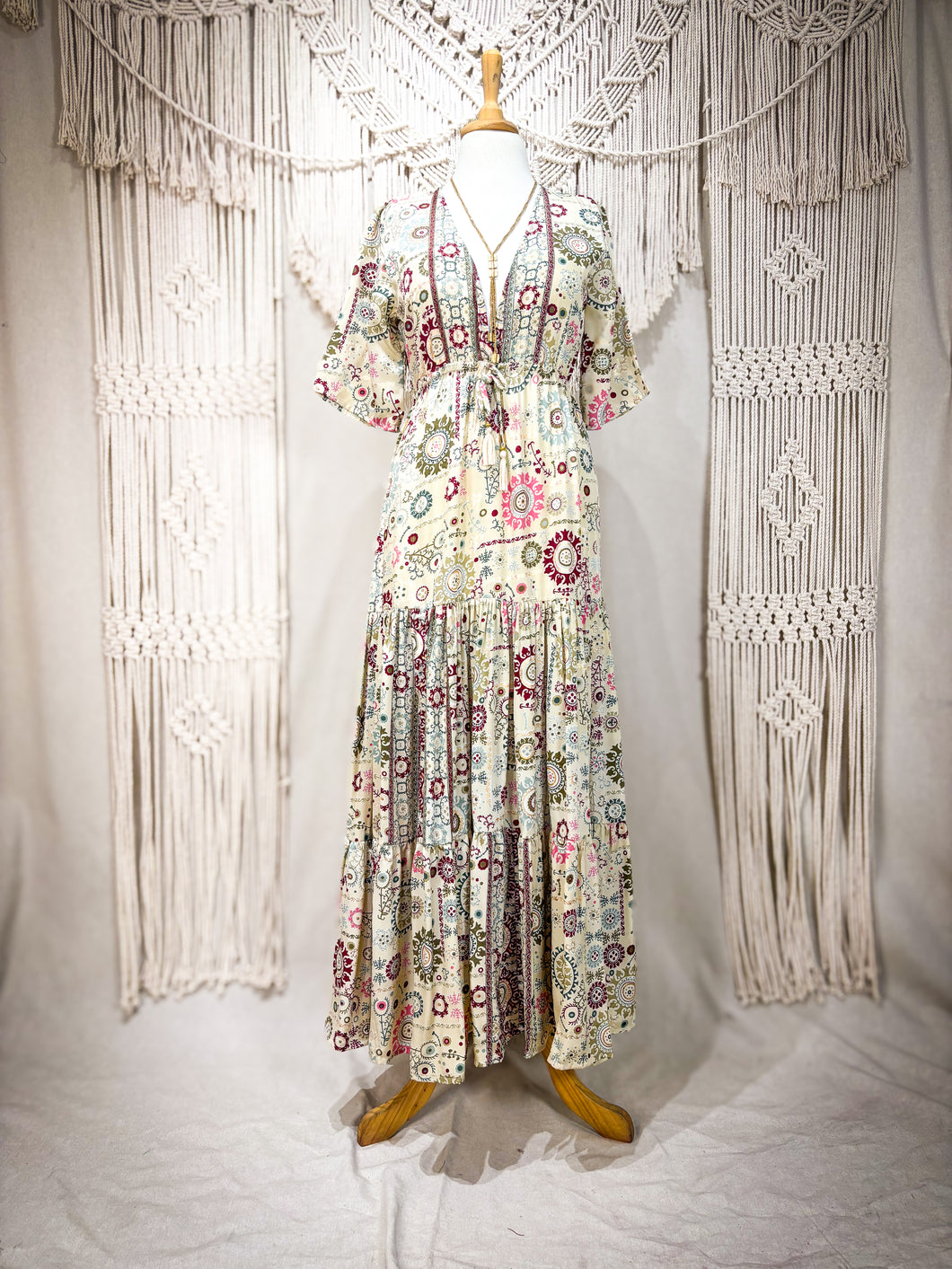 Vestido Jazmín Corto Crudo (S-M)