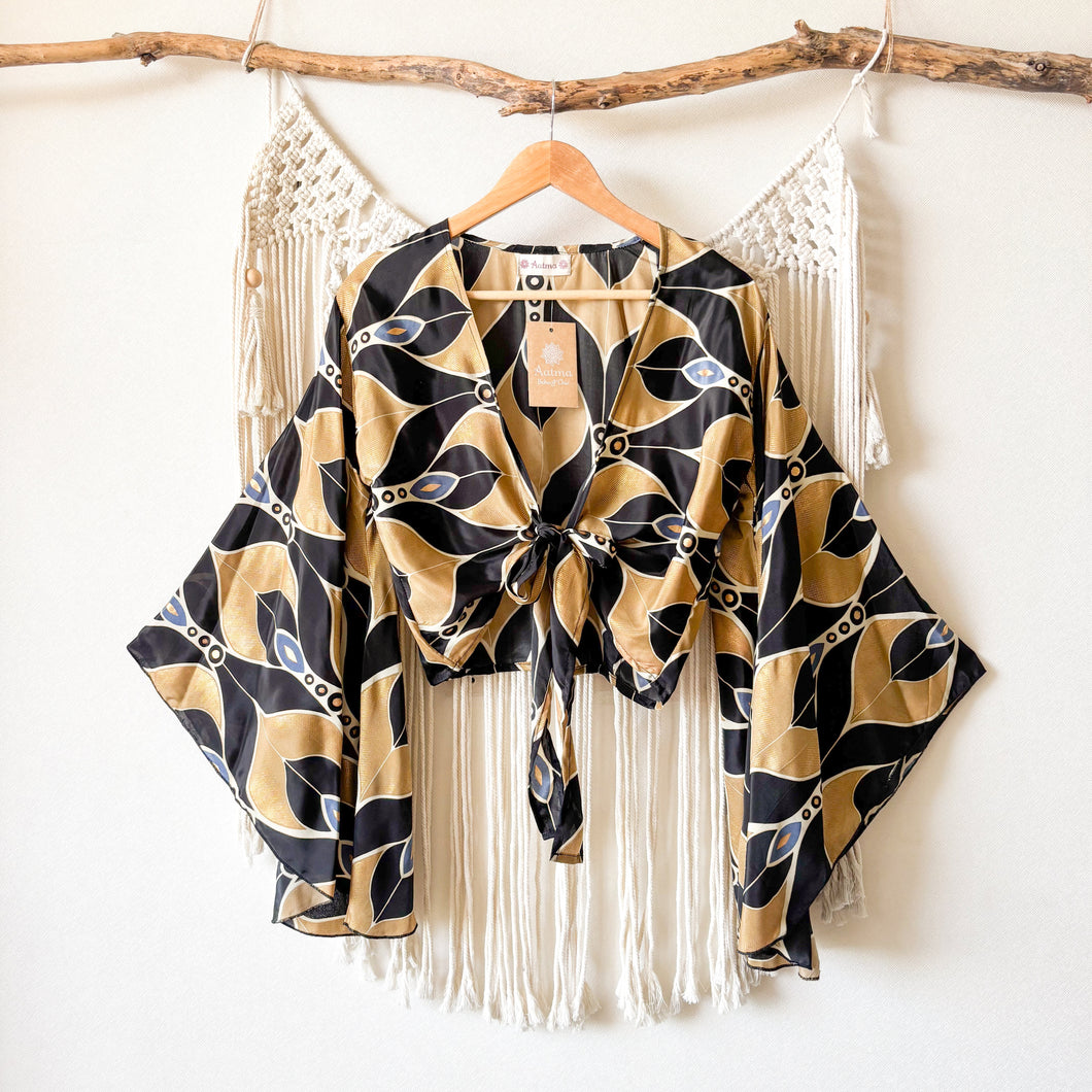 Top Kimono Gold Black