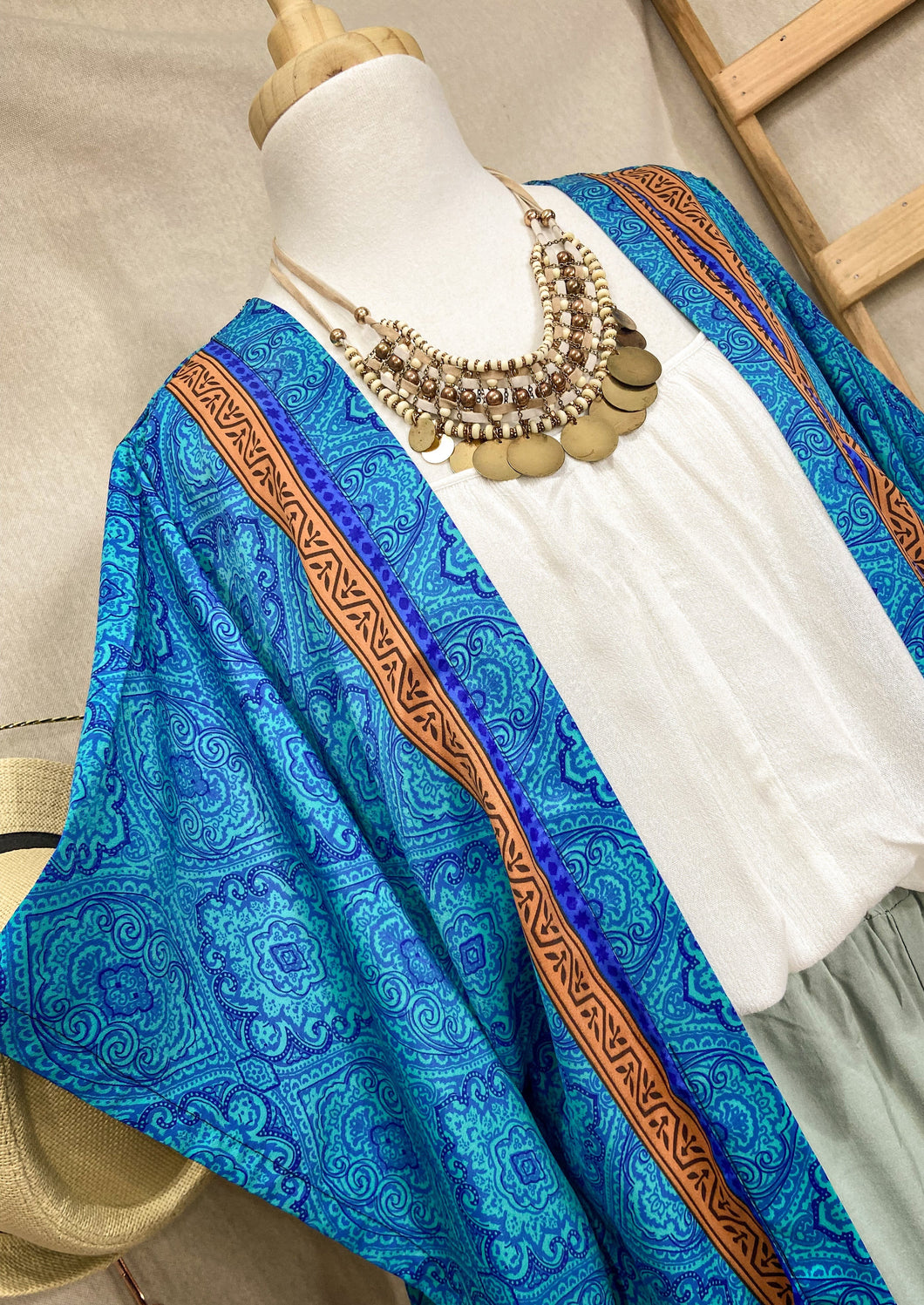Kimono Largo Calipso Azul (S-L)