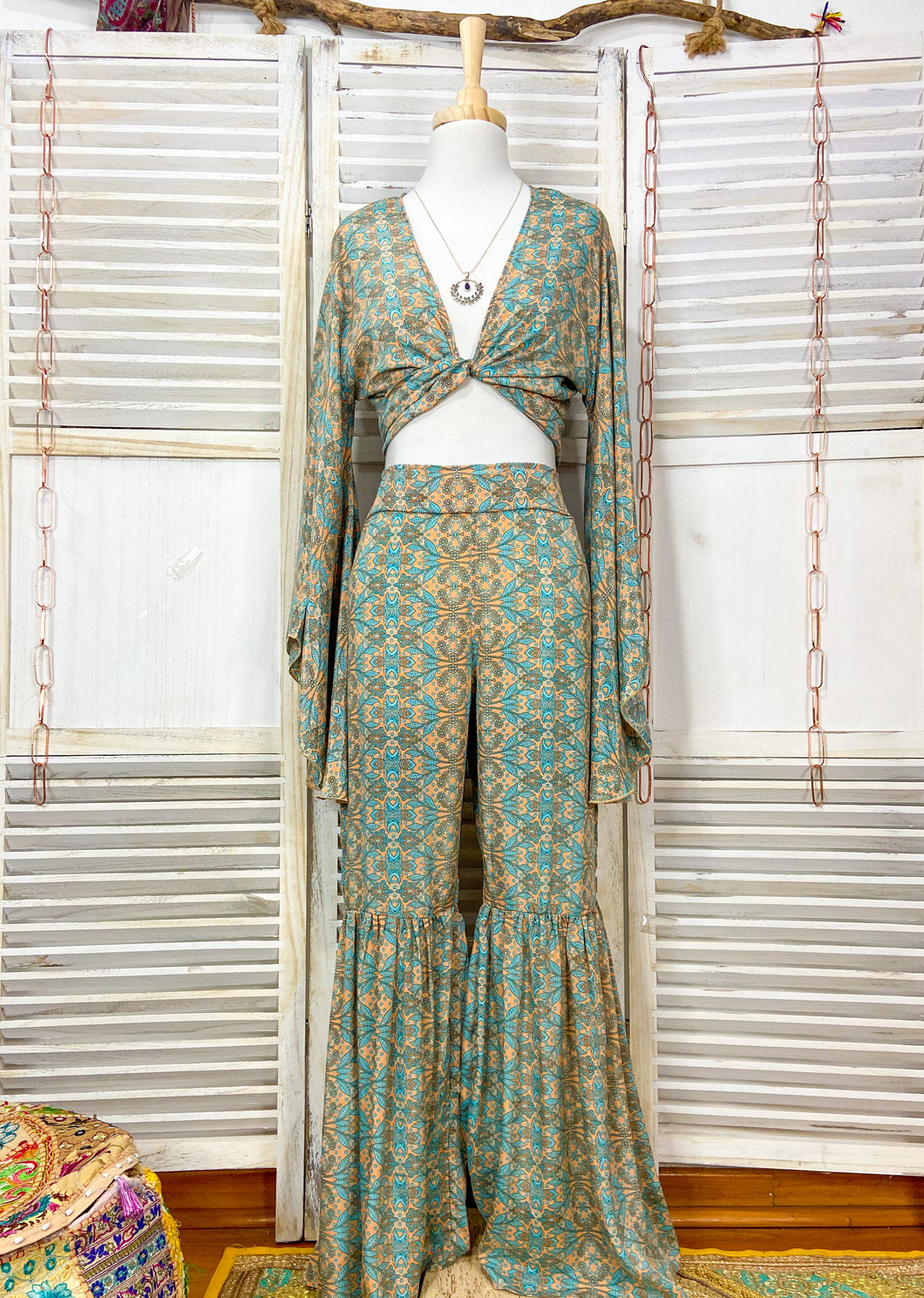 Conjunto Sirena Beige Turquesa (S-M)