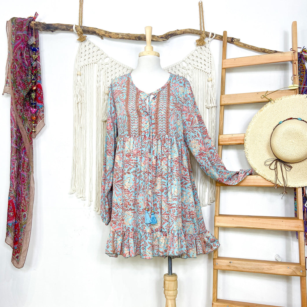 Vestido Aires Celeste Rosa (M-L)
