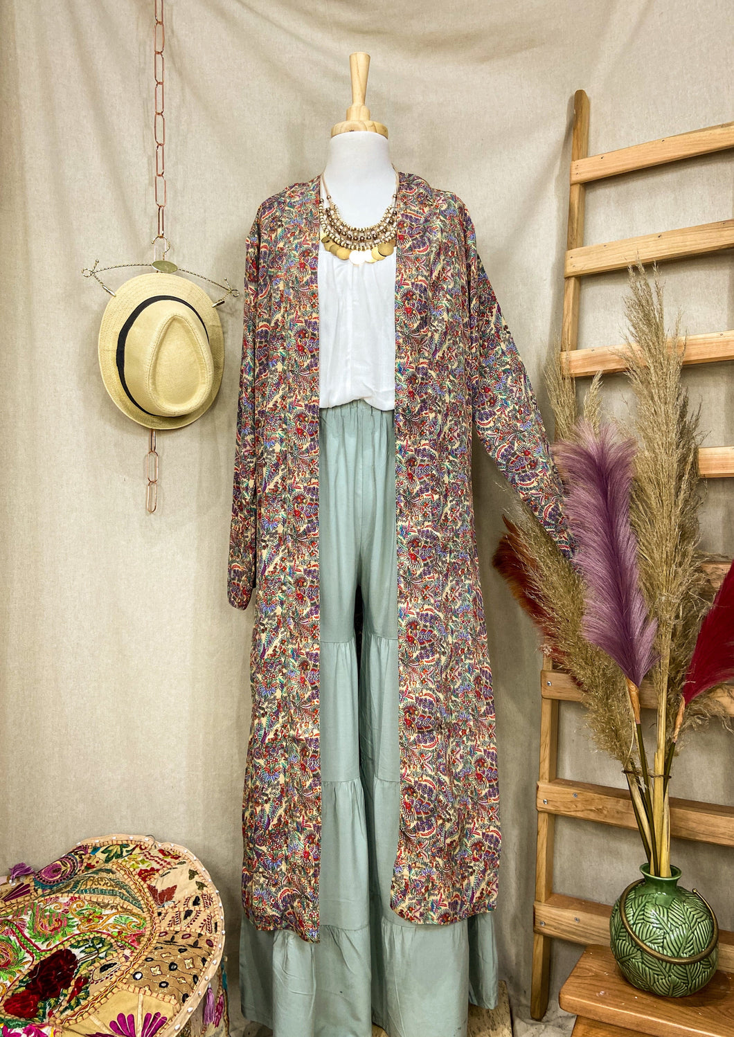 Kimono Beige Flores (S-L)