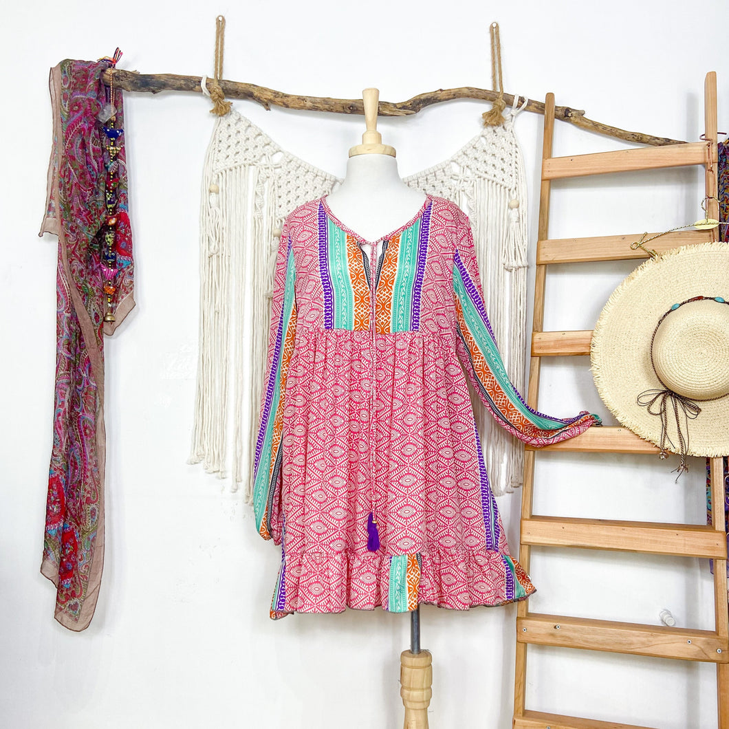 Vestido Aires Etnico Fucsia (S-M)