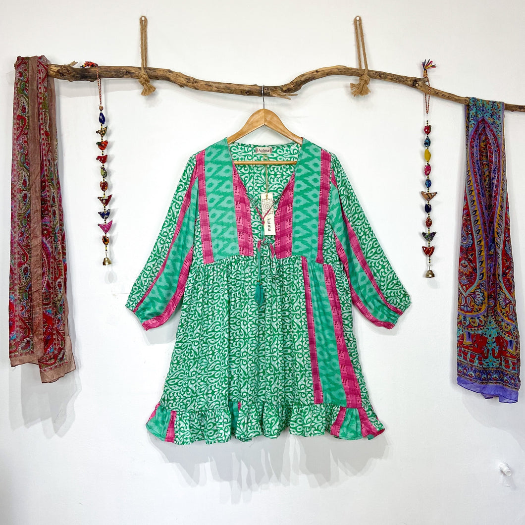 Vestido Aires verde Fucsia (S-M)