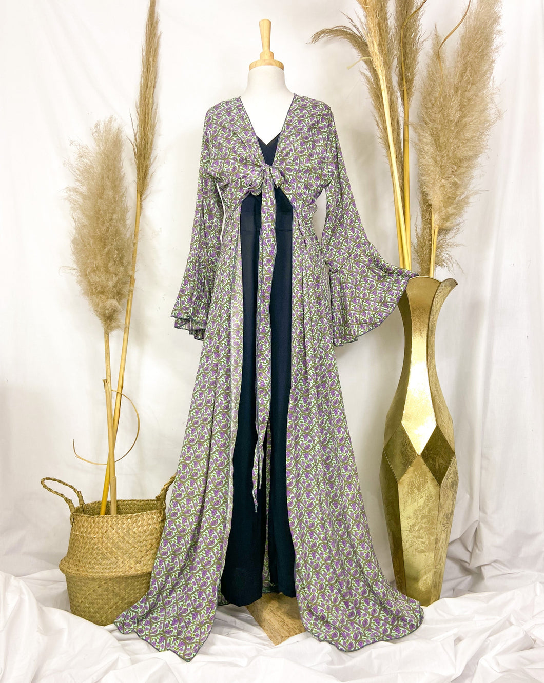 Vestido Kimono Flor Lila (M-L)