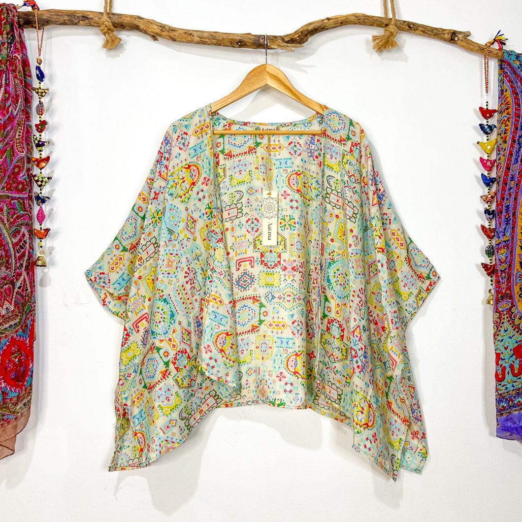 Kimono Ruana Verde Agua