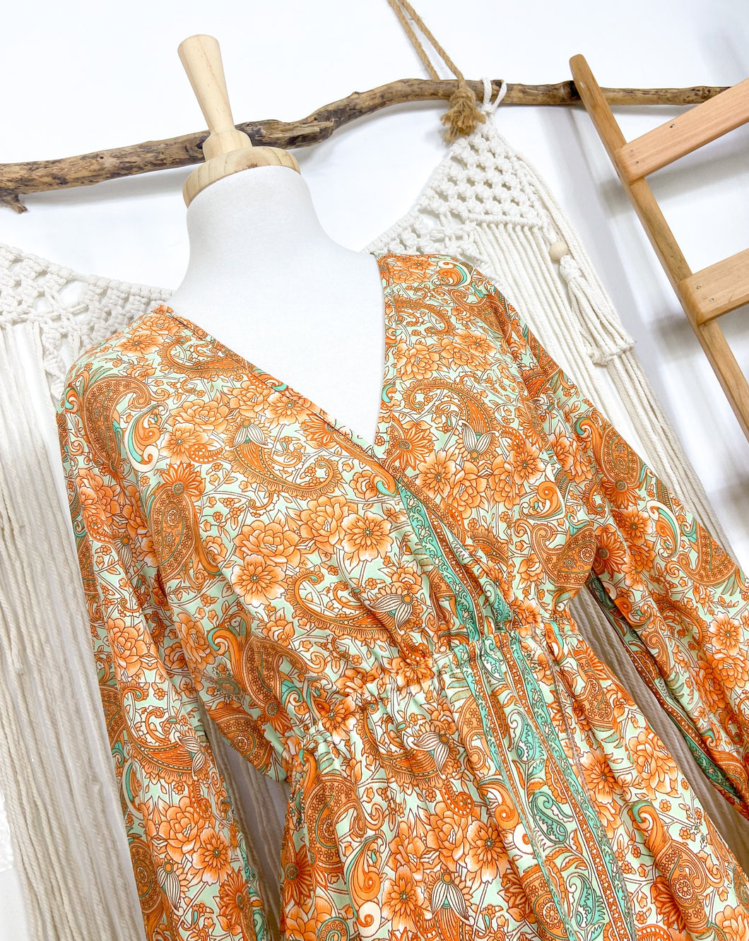 Vestido Gipsy Verde Flor (M-L)