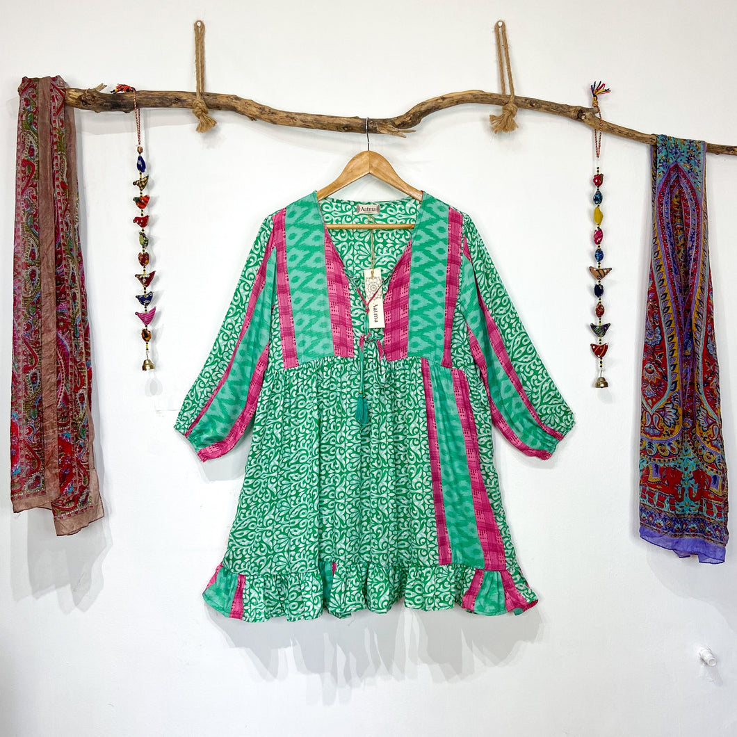 Vestido Aires Verde Fucsia (M-L)
