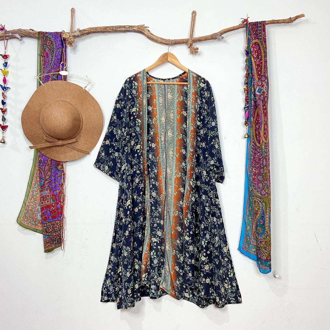 Kimono Amber Negro Naranja