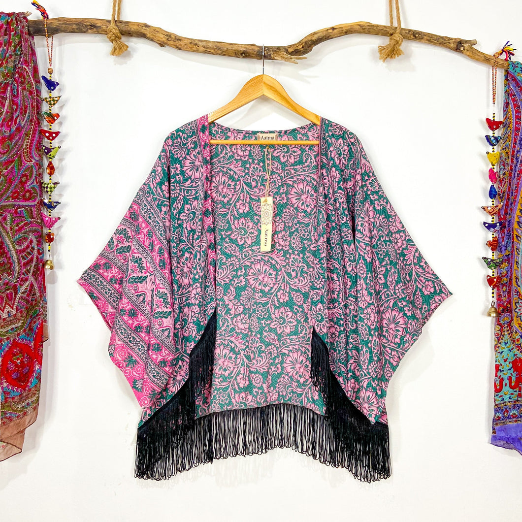 Kimono Flecos Verde Rosa (estándar)