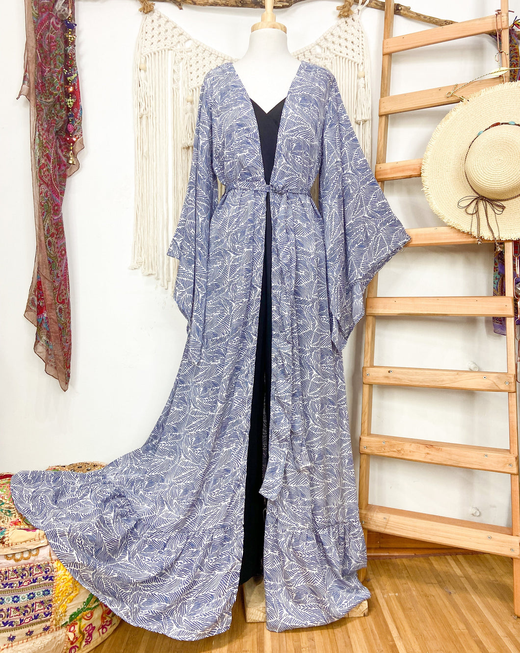 Kimono Gala Hoja Azul (estándar)