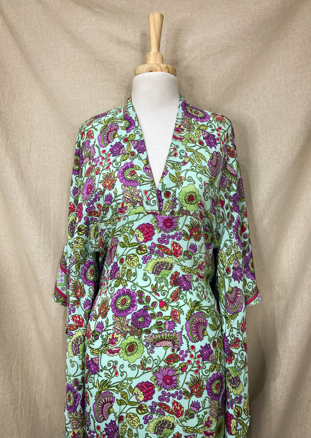 Kaftan Cielo Turquesa Flor (S-M)