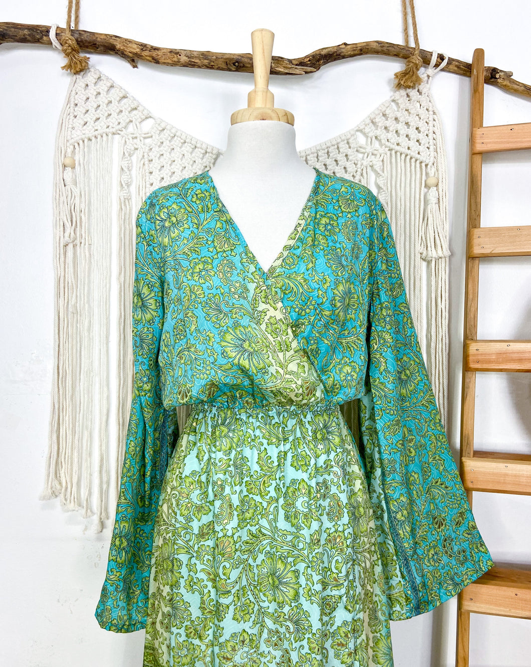 Vestido Imperio Turquesa Gold (S-M)